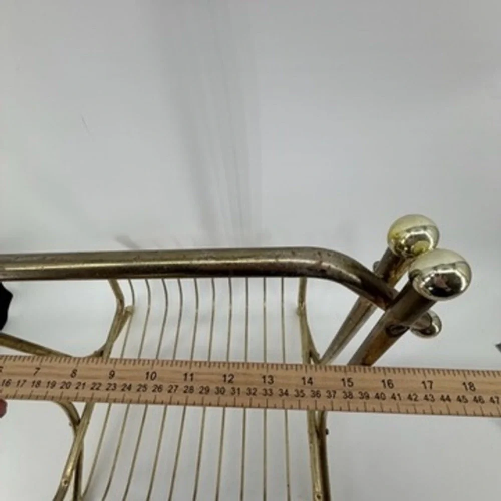 Vintage Mid Century Modern Gold Wire Magazine Rack Brass Tone Record Holder MCM